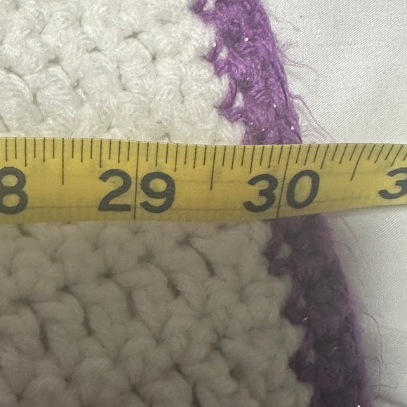Handmade Crochet Blanket White and Purple - Picture 3 of 5
